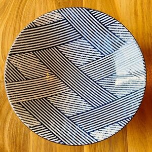 Japanese Blue and White Striped Bowl
